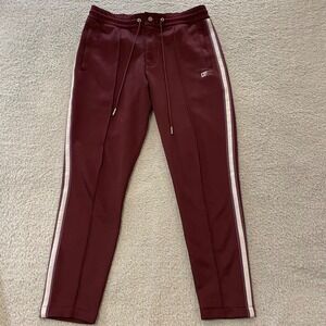 Kith Track Pants Mens M (33x29) Burgundy Side Stripe Pin-Tuck Athletic KH6227